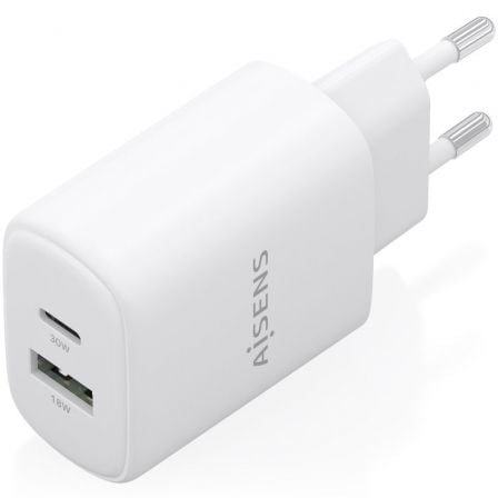 Carregador de Parede GaN Aisens A110-0977/ 1xUSB Tipo-C/ 1xUSB/ 30W/ Branco - Imagem 2