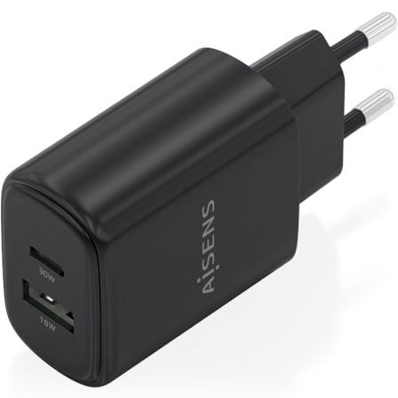 Carregador de Parede GaN Aisens A110-0978/ 1xUSB Tipo-C/ 1xUSB/ 30W/ Preto - Imagem 2