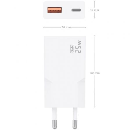 Carregador de Parede GaN Aisens A110-1000/ 1xUSB Tipo-C/ 1xUSB/ 25W/ Branco - Imagem 4