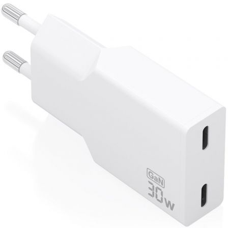 Carregador de Parede GaN Aisens A110-1003/ 2xUSB Tipo-C/ 30W/ Branco