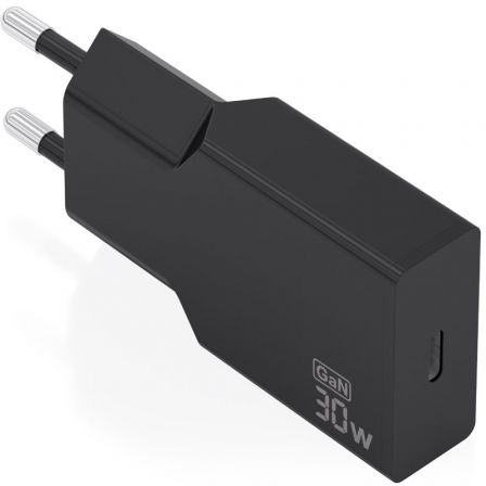 Carregador de Parede GaN Aisens A110-1004/ 1xUSB Tipo-C/ 30W/ Preto