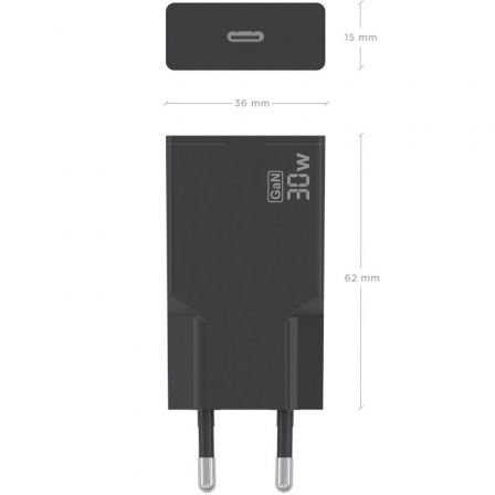 Carregador de Parede GaN Aisens A110-1004/ 1xUSB Tipo-C/ 30W/ Preto - Imagem 4
