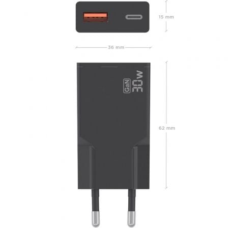 Carregador de Parede GaN Aisens A110-1005/ 1xUSB Tipo-C/ 1xUSB/ 30W/ Preto - Imagem 4