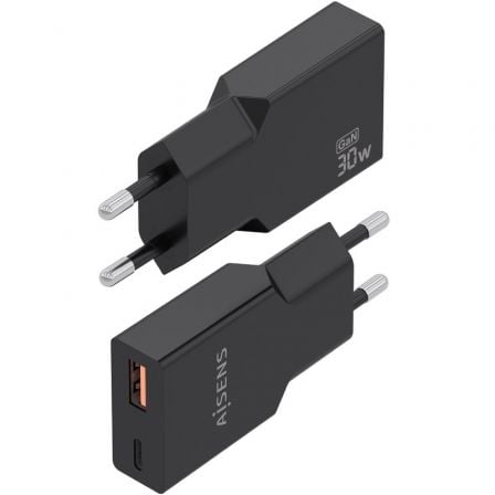 Carregador de Parede GaN Aisens A110-1005/ 1xUSB Tipo-C/ 1xUSB/ 30W/ Preto - Imagem 3