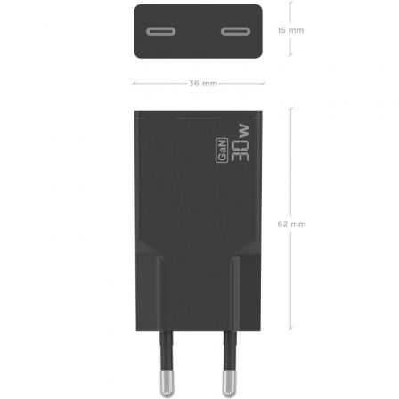 Carregador de Parede GaN Aisens A110-1006/ 2xUSB Tipo-C/ 30W/ Preto - Imagem 4