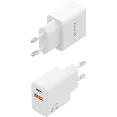 Carregador de Parede GaN AISENS A110-1025 20W 1x USB-C 1x USB-A Branco - Imagem 3