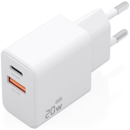 Carregador de Parede GaN AISENS A110-1025 20W 1x USB-C 1x USB-A Branco - Imagem 2