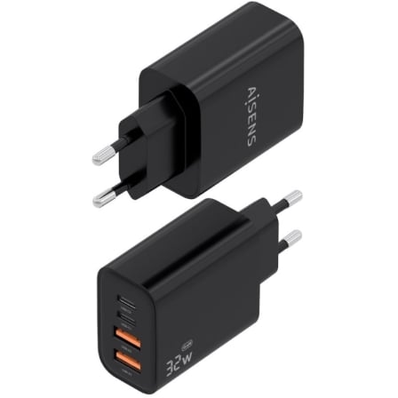 Carregador de Parede GaN AISENS A110-1028 32W 2x USB-C e 2x USB-A Preto - Imagem 3
