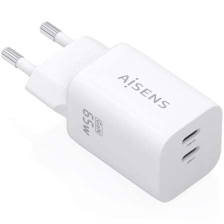 Carregador de Parede GaN AISENS A110-1029 65W 2x USB-C Branco