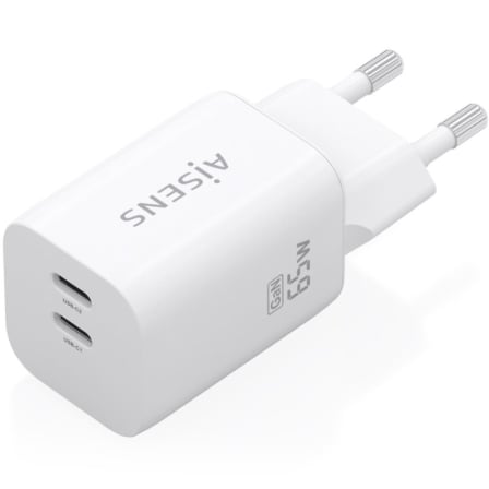 Carregador de Parede GaN AISENS A110-1029 65W 2x USB-C Branco - Imagem 2