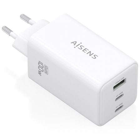 Carregador de Parede GaN Aisens ASCH-100W3P051-W/ 2xUSB Tipo-C/ 1xUSB/ 100W