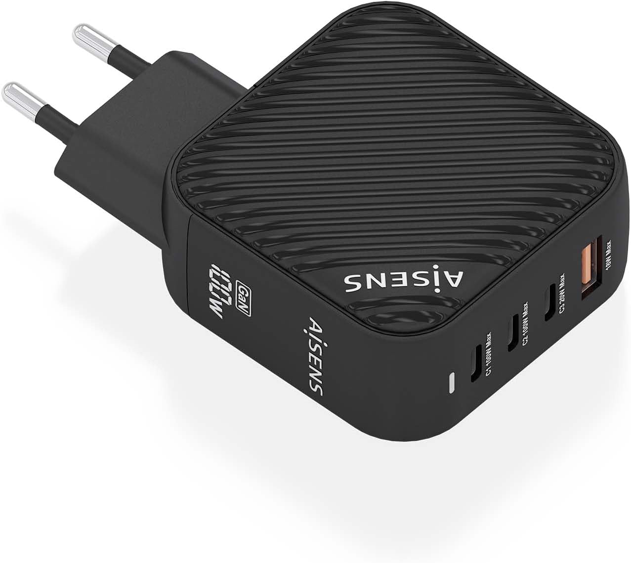 Carregador de Parede GaN Aisens ASCH-100W4P029-BK/ 3xUSB Tipo-C/ 1x USB/ 100W