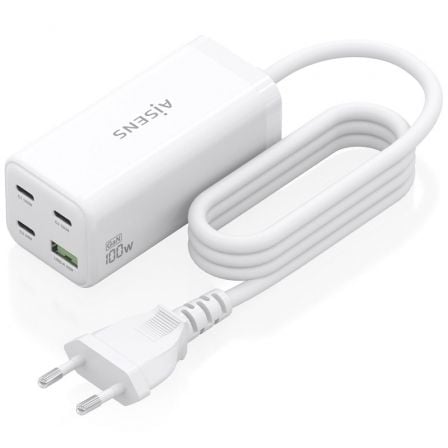 Carregador de Secretária GaN Aisens ASCH-100W4P053-W/ 3xUSB Tipo-C/ 1xUSB/ 100W - Imagem 2