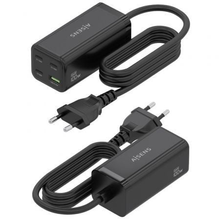 Carregador de Secretária GaN Aisens ASCH-100W4P054-BK/ 3xUSB Tipo-C/ 1xUSB/ 100W - Imagem 3