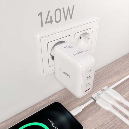 Carregador de Parede GaN Aisens ASCH-140W3P030-W/ 2xUSB Tipo-C/ 1xUSB/ 140W - Imagem 5