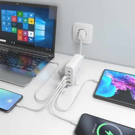 Carregador de Secretária GaN Aisens ASCH-140W4P055-W/ 3xUSB Tipo-C/ 1xUSB/ 140W - Imagem 4