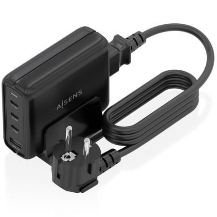 Carregador De Mesa GaN Aisens ASCH-140W4P056-BK/ 3xUSB Tipo-C/ 1xUSB/ 140W - Imagem 2