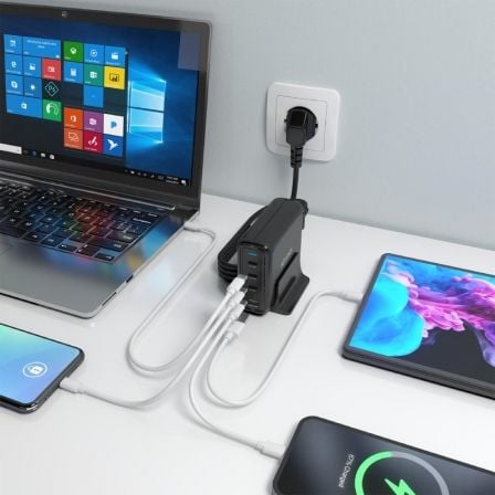 Carregador De Mesa GaN Aisens ASCH-140W4P056-BK/ 3xUSB Tipo-C/ 1xUSB/ 140W - Imagem 5