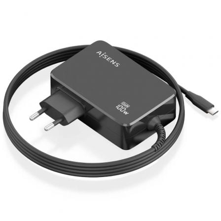 Carregador de Portátil GaN Aisens ASCH-1PD100WL50-BK USB Tipo-C/ 100W/ Automático/ Voltagem 5-20V