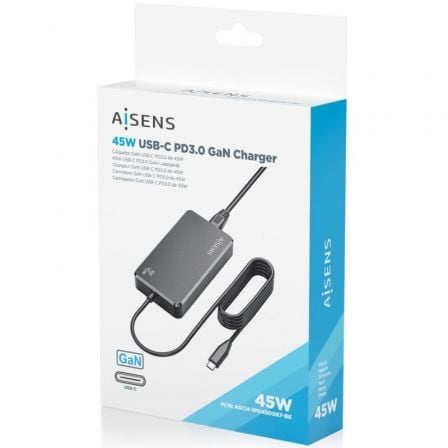 Carregador de Secretária GaN Aisens ASCH-1PD45D067-BK/ 1xUSB Tipo-C/ 45W - Imagem 5
