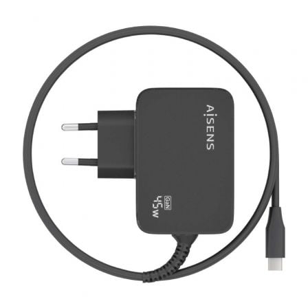 Carregador de Parede GaN Aisens ASCH-1PD45WL032-BK/ 1xUSB Tipo-C + Cabo 1.8m/ 45W - Imagem 3