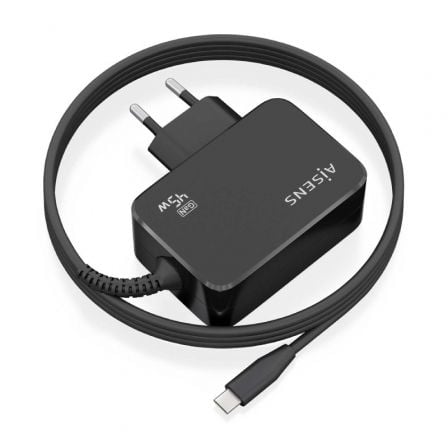 Carregador de Parede GaN Aisens ASCH-1PD45WL032-BK/ 1xUSB Tipo-C + Cabo 1.8m/ 45W - Imagem 2