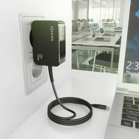 Carregador de Parede GaN Aisens ASCH-1PD45WL032-BK/ 1xUSB Tipo-C + Cabo 1.8m/ 45W - Imagem 5