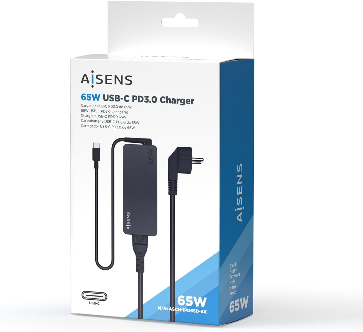 Carregador de Portátil Aisens ASCH-1PD65D-BK/ 1xUSB Tipo-C/ 65W - Imagem 4