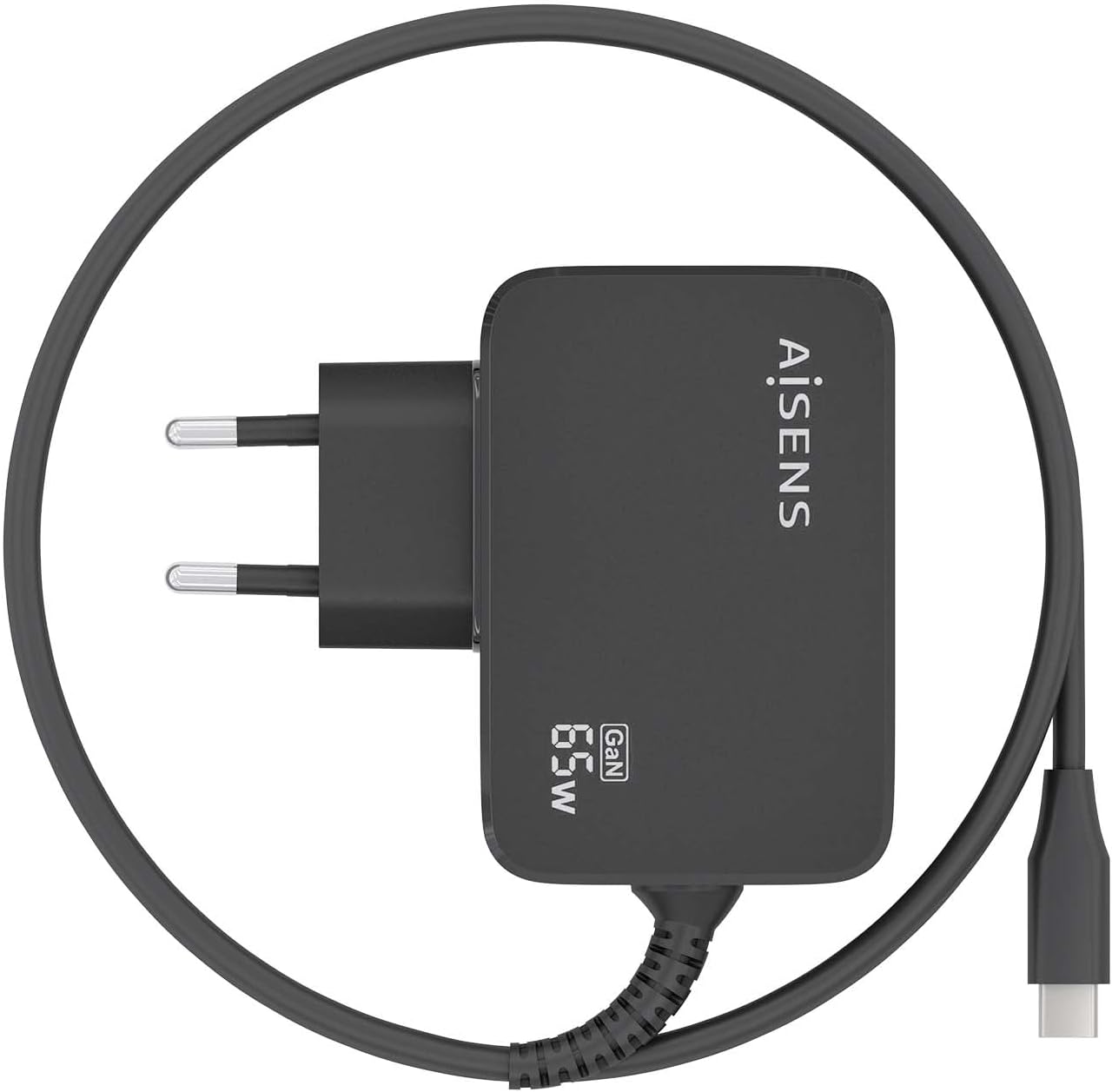 Carregador de Parede GaN Aisens ASCH-1PD65WL033-BK/ 1xUSB Tipo-C + Cabo 1.8m/ 65W - Imagem 3