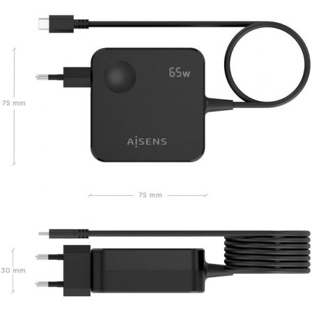 Carregador de Parede GaN Aisens ASCH-1PD65WL80-BK/ 1xUSB Tipo-C/ 65W/ Preto - Imagem 4