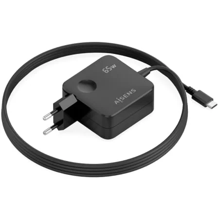 Carregador de Parede GaN AISENS ASCH-1PD65WL85-BK 65W USB-C Power Delivery 3.0 com Cabo 1.5m Preto - Imagem 2