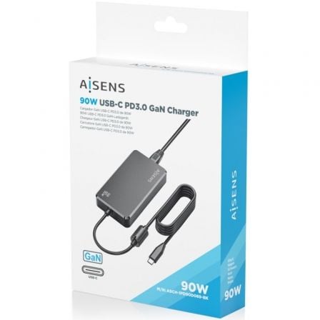 Carregador de Secretária GaN Aisens ASCH-1PD90D069-BK/ 1xUSB Tipo-C/ 90W - Imagem 5