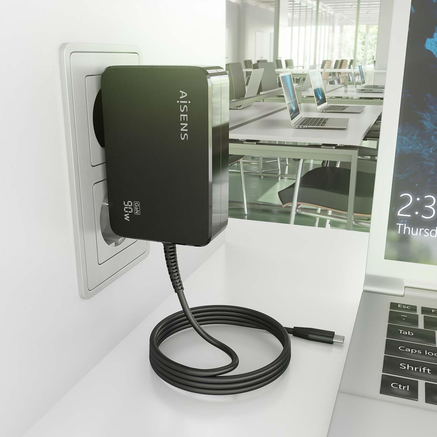 Carregador de Parede GaN Aisens ASCH-1PD90WL034-BK/ 1xUSB Tipo-C + Cabo 1.8m/ 90W - Imagem 5