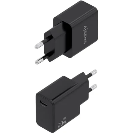 Carregador de Parede AISENS ASCH-20W1P082-BK GaN 20W USB-C PD 3.0 com Cabo USB-C 1m Preto - Imagem 3