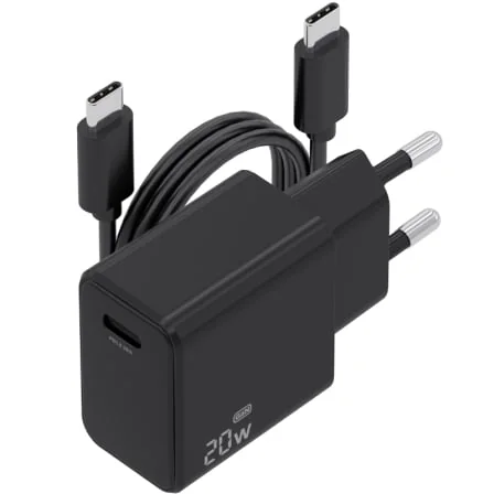 Carregador de Parede AISENS ASCH-20W1P082-BK GaN 20W USB-C PD 3.0 com Cabo USB-C 1m Preto - Imagem 2