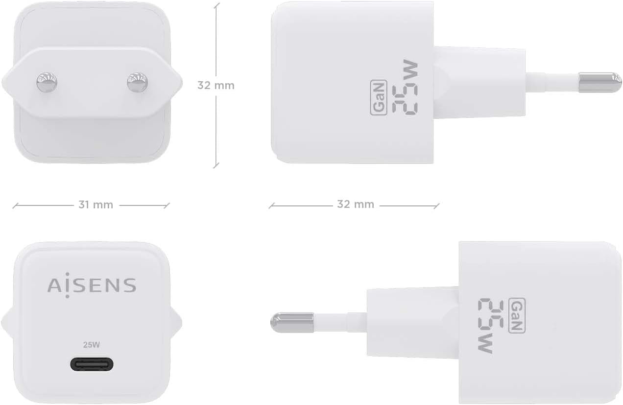 Carregador de Parede GaN Aisens ASCH-25W1P012-W/ 1xUSB Tipo-C/ 25W - Imagem 4