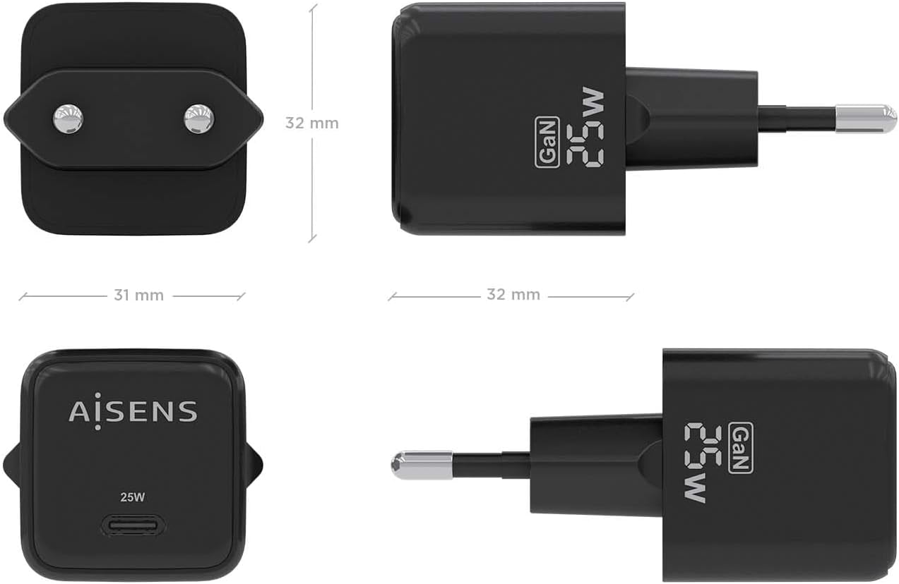 Carregador de Parede GaN Aisens ASCH-25W1P013-BK/ 1xUSB Tipo-C/ 25W - Imagem 4