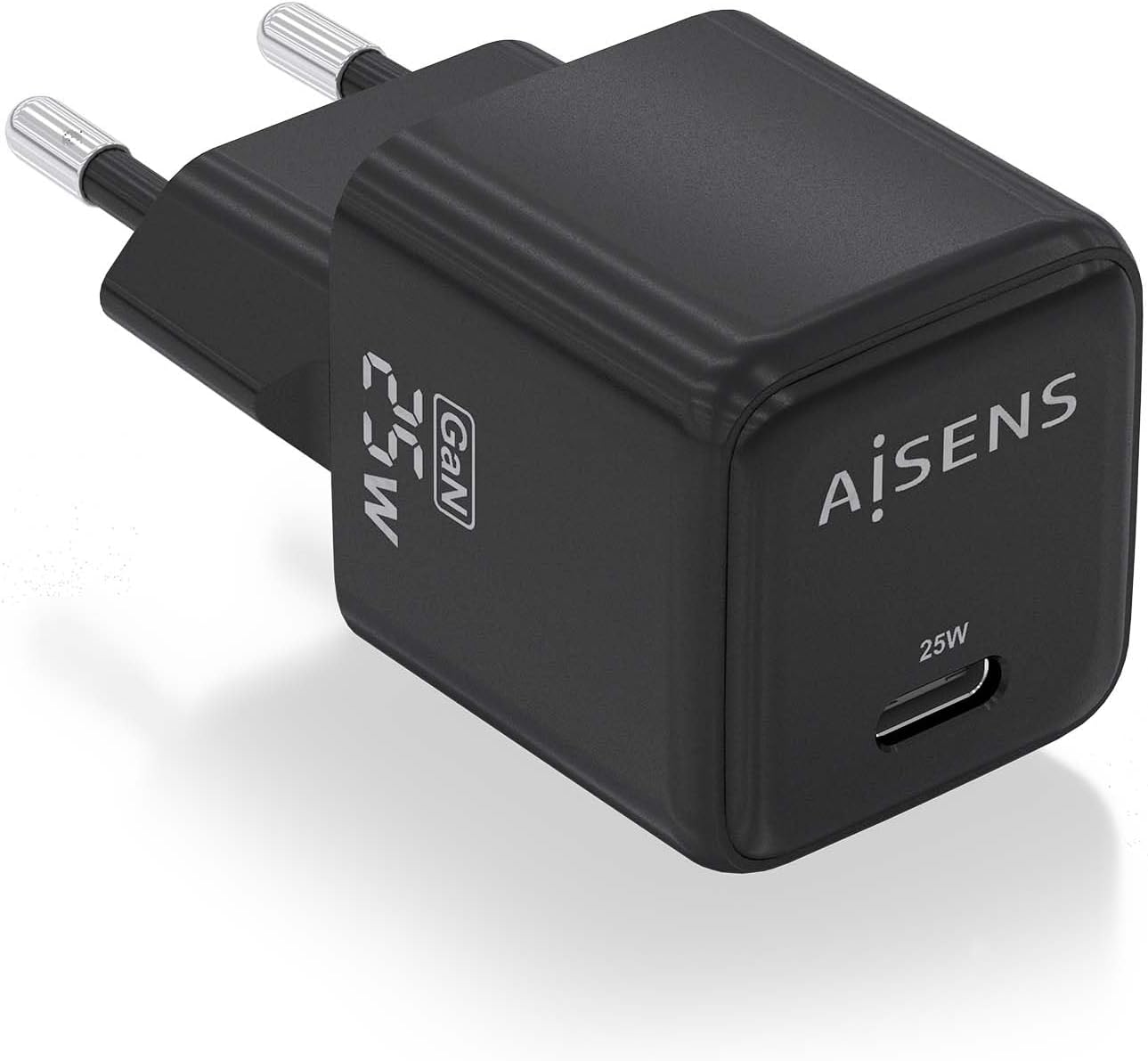 Carregador de Parede GaN Aisens ASCH-25W1P013-BK/ 1xUSB Tipo-C/ 25W