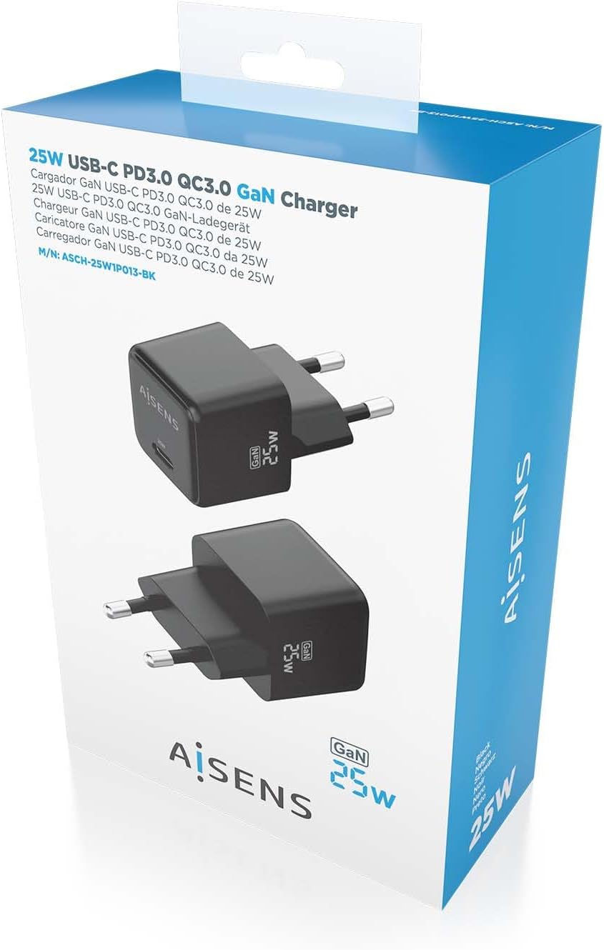 Carregador de Parede GaN Aisens ASCH-25W1P013-BK/ 1xUSB Tipo-C/ 25W - Imagem 6