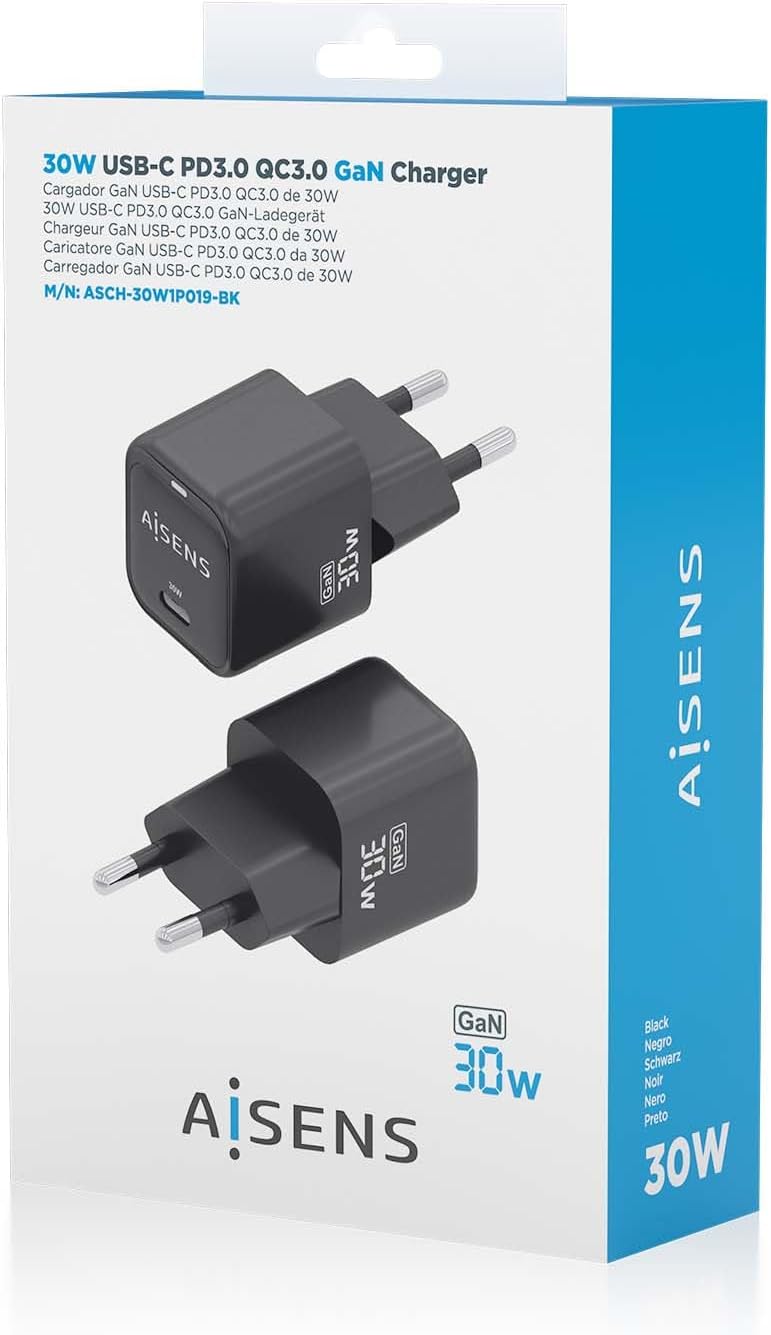 Carregador de Parede GaN Aisens ASCH-30W1P019-BK/ 1xUSB Tipo-C/ 30W - Imagem 7