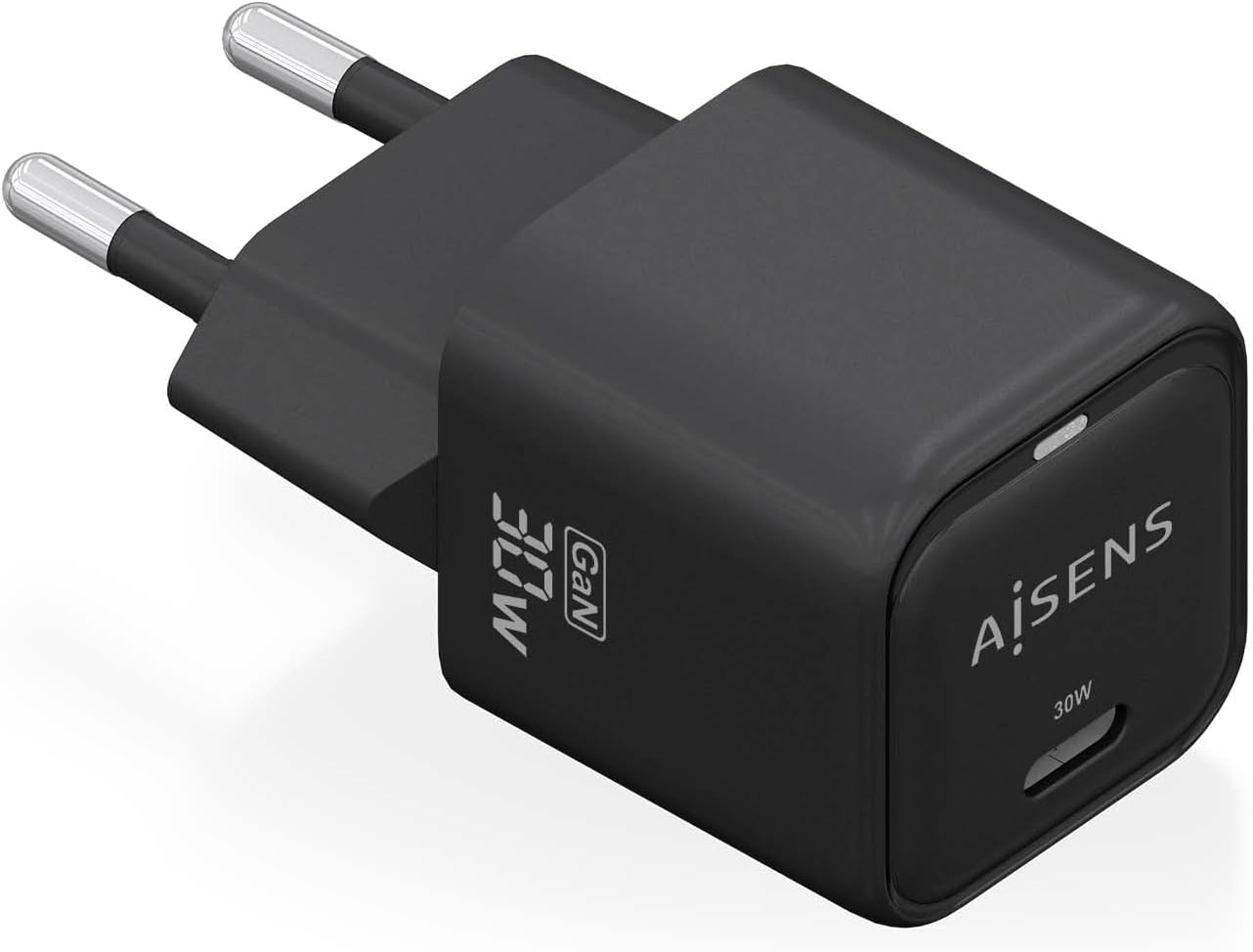 Carregador de Parede GaN Aisens ASCH-30W1P019-BK/ 1xUSB Tipo-C/ 30W
