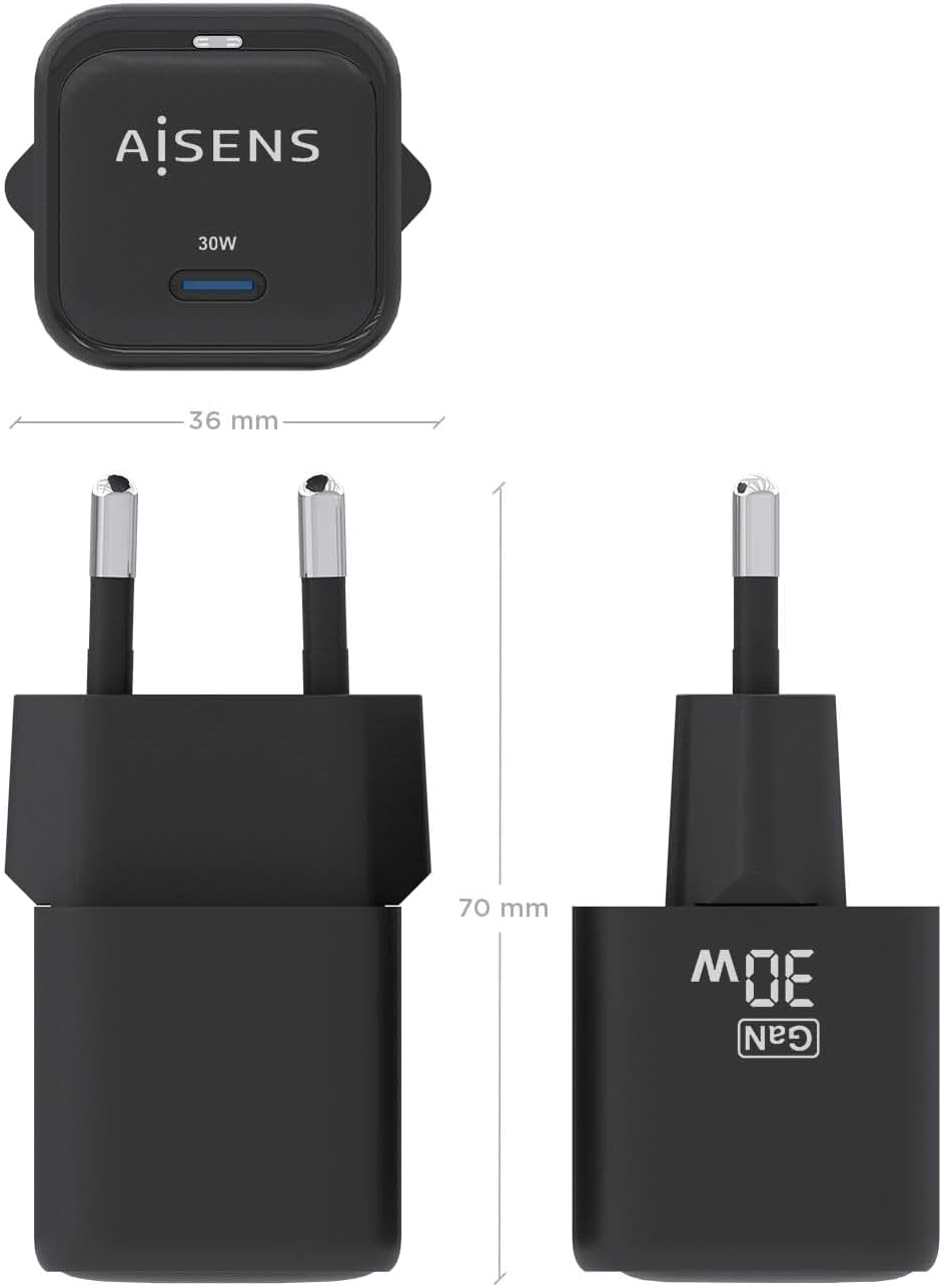 Carregador de Parede GaN Aisens ASCH-30W1P019-BK/ 1xUSB Tipo-C/ 30W - Imagem 4