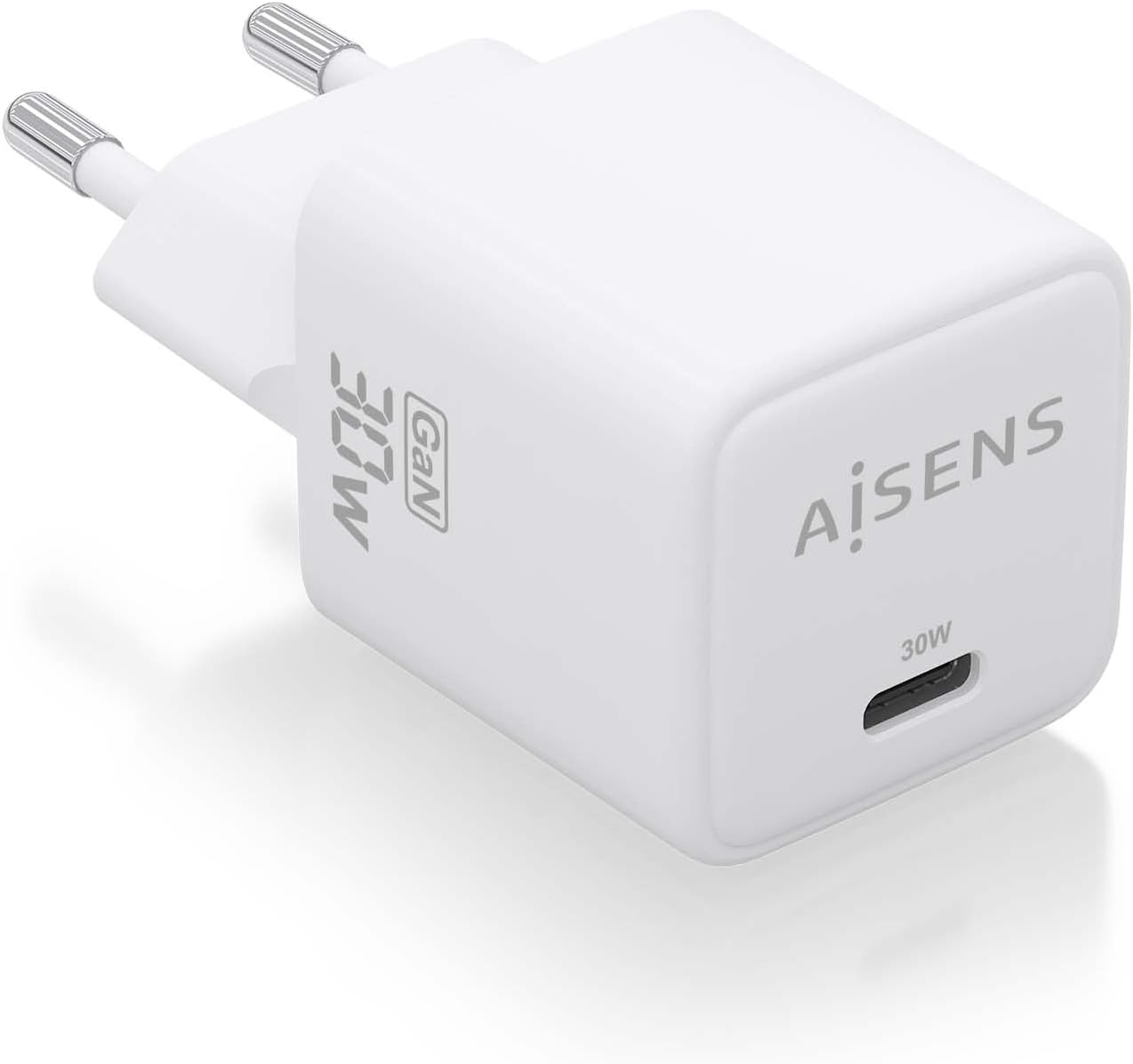 Carregador de Parede GaN Aisens ASCH-30W1P035-W/ 1xUSB Tipo-C/ 30W