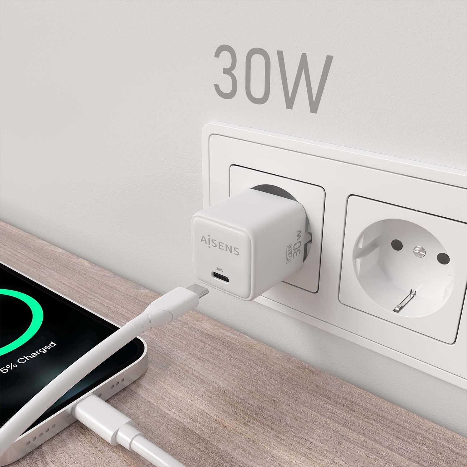 Carregador de Parede GaN Aisens ASCH-30W1P035-W/ 1xUSB Tipo-C/ 30W - Imagem 6