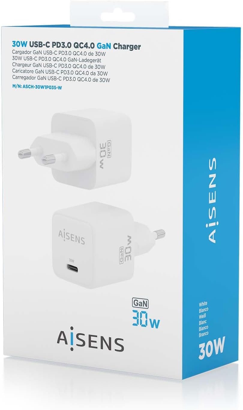 Carregador de Parede GaN Aisens ASCH-30W1P035-W/ 1xUSB Tipo-C/ 30W - Imagem 7