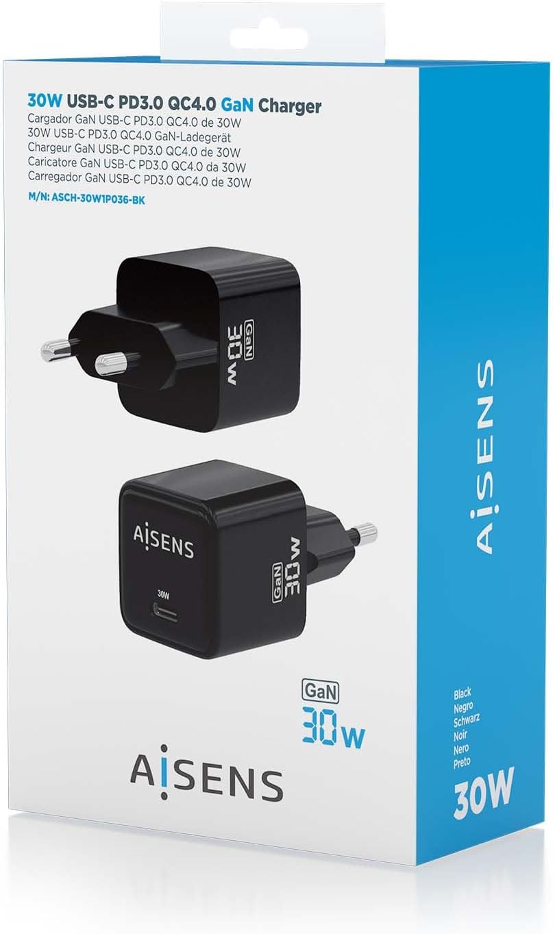 Carregador de Parede GaN Aisens ASCH-30W1P036-BK/ 1xUSB Tipo-C/ 30W - Imagem 7