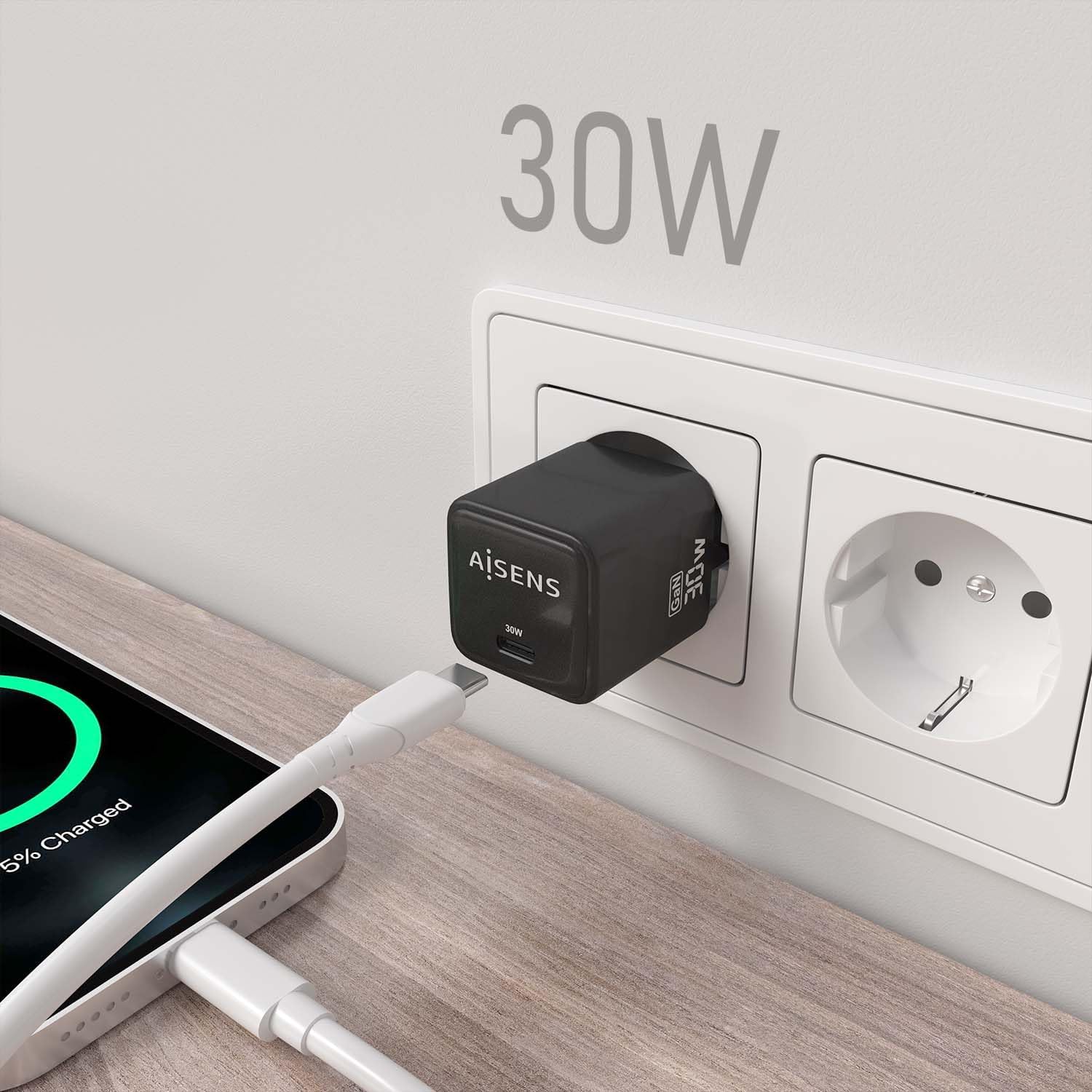 Carregador de Parede GaN Aisens ASCH-30W1P036-BK/ 1xUSB Tipo-C/ 30W - Imagem 6