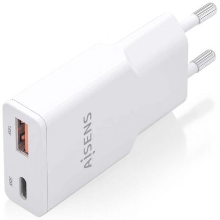 Carregador de Parede GaN Aisens ASCH-30W2P046-W/ 1xUSB Tipo-C/ 1xUSB/ 30W/ Branco - Imagem 2