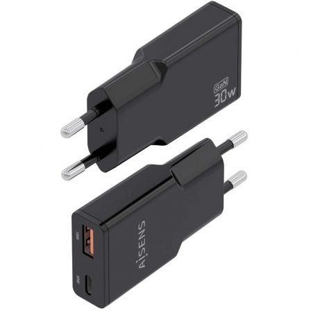 Carregador de Parede GaN Aisens ASCH-30W2P047-BK/ 1xUSB Tipo-C/ 1xUSB/ 30W/ Preto - Imagem 3