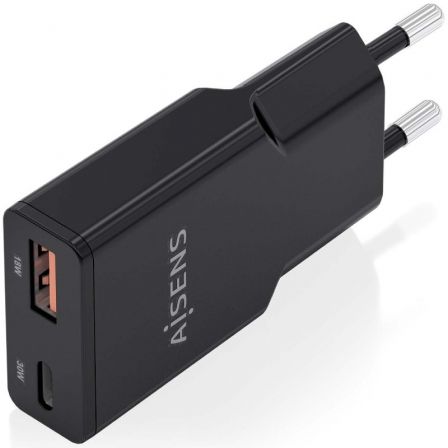Carregador de Parede GaN Aisens ASCH-30W2P047-BK/ 1xUSB Tipo-C/ 1xUSB/ 30W/ Preto - Imagem 2